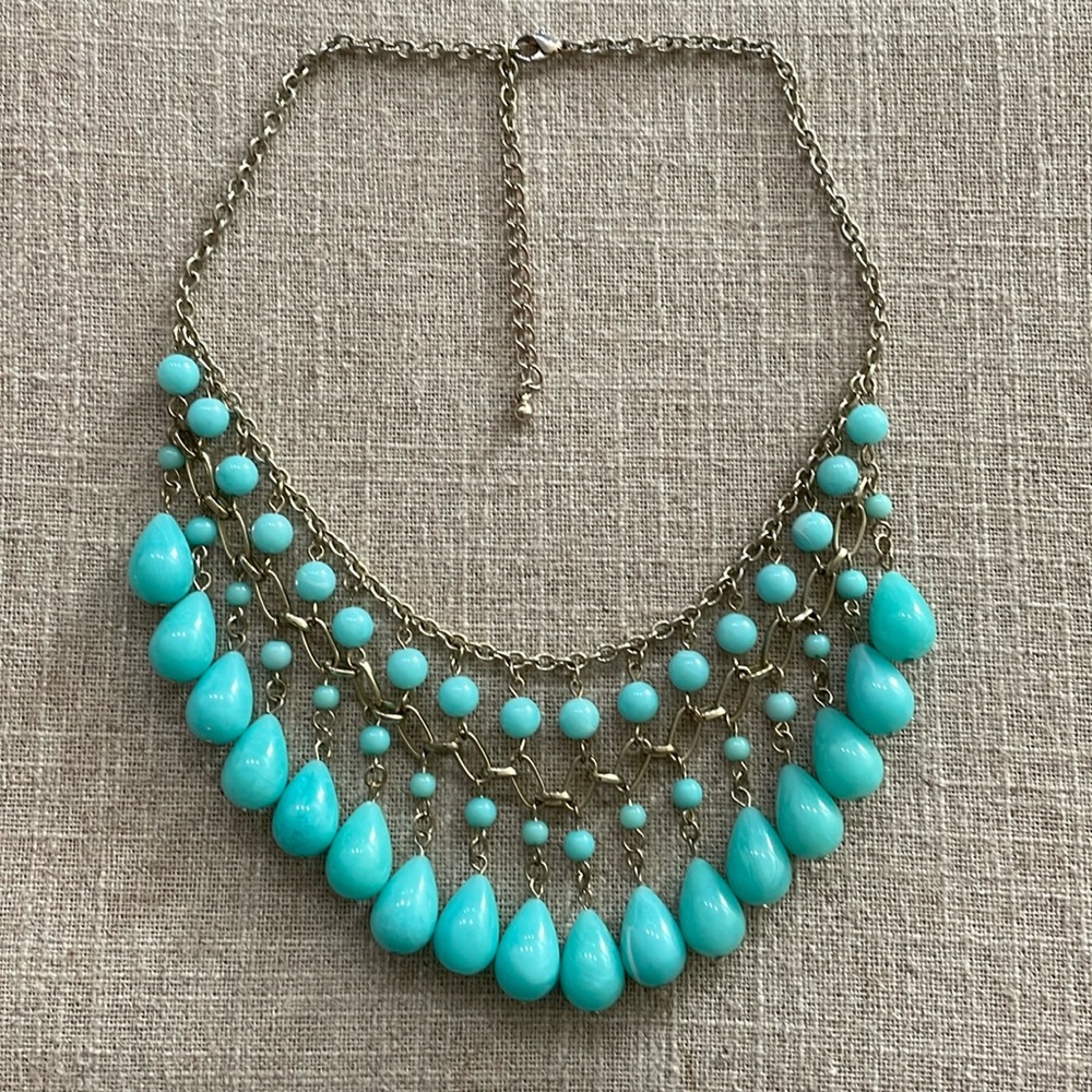 Teal beaded statement necklace